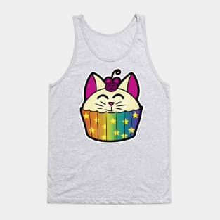 Catcake With Mouse-Cherry - Rainbow Tank Top